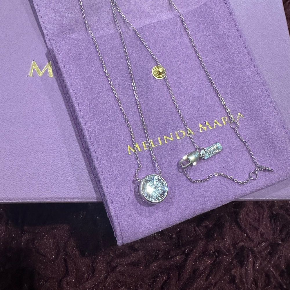NWT Melinda Maria Silver Necklace with Clear Better Than Diamonds Collection - Picture 3 of 5